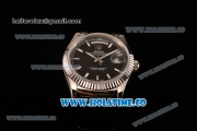 Rolex Day-Date Asia 2813/Swiss ETA 2836/Clone Rolex 3135 Automatic Steel Case with Black Dial and Stick Markers (BP)