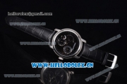 Audemars Piguet Jules Audemars Dual Time Asia ST25 Automatic Steel Case Black Dial Stick Markers and Black Leather Strap