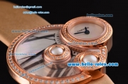 Cartier Perles de Cartier Swiss Quartz Rose Gold Case with Yellow Leather Strap and White Dial Diamond Bezel 1:1 Original