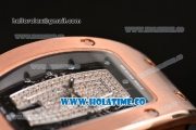 Richard Mille RM007 Miyota 6T51 Automatic Rose Gold Case with Diamonds Dial and Black Rubber Strap