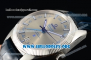 Omega Globemaster Annual Calendar Miyota 9015 Automatic Steel Case with Grey Dial and Blue Leather Strap (AAAF)