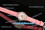 Vacheron Constantin Patrimony Swiss ETA 2824 Automatic Steel Case with Pink Leather Strap White Dial and Diamond Bezel