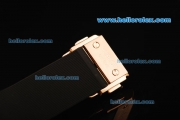 Hublot Big Bang Swiss Quartz Movement Rose Gold Case with Diamond Bezel and Black Rubber Strap