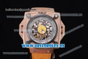 Hublot Masterpiece MP 08 Antikythera Sunmoon Asia 2813 Automatic Rose Gold Case Skeleton Dial Stick Markers and Yellow Leather Strap