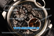 Cartier Ballon Bleu De Tourbillon Asia Automatic Steel Case with Black Skeleton Dial and Black Leather Strap