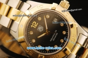 Tag Heuer Aquaracer Swiss ETA Quartz Movement Gold Bezel with Black Dial and Diamond Markers