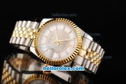 Rolex Datejust Automatic Movement White Border with Gold Stick Markers and Gold Bezel-18K Gold Never Fade