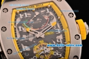 Richard Mille RM036 ST28-UP Automatic Steel Case with White Markers Yellow Rubber Strap and Skeleton Dial - 7750 Coating