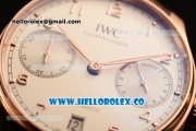 IWC Portuguese Automatic Clone IWC 52010 Automatic Rose Gold Case with White Dial and Brown Leather Strap - (AAAF)