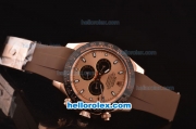 Rolex Daytona Asia 3836 Automatic Rose Gold Case with PVD Bezel - Brown Dial and Brown Rubber Strap - 7750 Coating