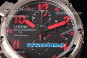 U-Boat U-51 Chimera Watch Limited Edition Chrono Miyota Quartz Steel Case with Black Dial and Red Arabic Numeral Markers