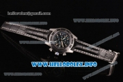 Breitling Superocean Chronograph II Chronograph Swiss Valjoux 7750 Automatic Steel Case with Black Dial Black Leather Strap and Stick Markers -Blue Second Hand