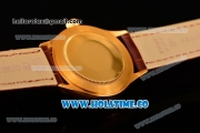 Rolex Cellini Time Asia 2813 Automatic Yellow Gold Case with White Dial Brown Leather Strap and Stick Markers