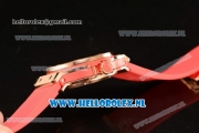 Hublot Big Bang Tutti Japanese Miyota Quartz Rose Gold Case with Red Dial Stick Markers and Red Rubber Strap