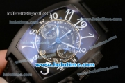 Franck Muller Mariner Chronograph Quartz Movement PVD Case with Black Dial and White Numeral Marker-Black Leather Strap