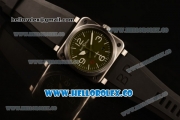 Bell&Ross BR 03-92 S Aviation Type Miyota 9015 Automatic Steel Case with Green Dial and Black Rubber Strap