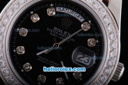 Rolex Day-Date Automatic With Diamond Marking and Diamond Bezel-Black Dial