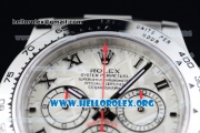 Rolex Daytona Chrono Clone Rolex 4130 Automatic Steel Case with White Dial and Black Leather Strap (EF)