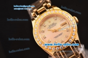 Rolex Datejust Lady Pearlmaster 2813 Automatic Gold Case with Diamond Bezel and Gold Dial ETA Coating