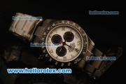 Rolex Daytona Chronograph Swiss Valjoux 7750 Automatic Movement PVD Case with White Dial and PVD Strap