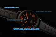 U-BOAT IFO Left Hook Automatic Movement PVD Bezel with Black Dial and Leather Strap-Orange Marking