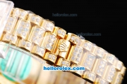 Rolex Day-Date Oyster Perpetual Swiss ETA 2836 Automatic Movement ETA Case Full Gold and Diamond with Diamond Dial