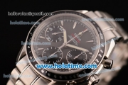 Omega Speedmaster Date Chrono Swiss Valjoux 7750-DD Automatic Full Steel with Black Dial and Silver Stick Markers