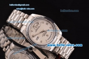 Rolex Day-Date II Automatic Movement White Dial with Silver Rome Numeral Marker and SS Strap