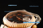 Rolex Datejust Automatic Movement ETA Coating Case with Black Dial and Rose Gold Bezel