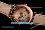 Breguet Classique Miyota 9015 Automatic Rose Gold Case with White Dial and Brown Leather Strap Arabic Numeral Markers - (AAAF)