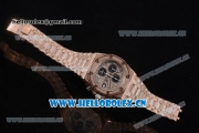 Audemars Piguet Royal Oak Offshore Seiko VK67 Quartz Rose Gold/Diamonds Case with Grey Dial Diamonds Bezel and Arabic Numeral Markers