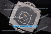 Hublot Masterpiece MP 08 Antikythera Sunmoon Asia 2813 Automatic Steel Case Skeleton Dial Army Green Leather Strap and White Markers