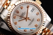 Rolex Datejust Working Chronograph Automatic Movement Two Tone Case with Sliver Dial and Diamond Marking