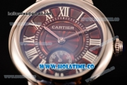 Cartier Ballon Bleu De Small Swiss Quartz Steel Case with Brown Dial White Roman Numeral Markers and Brown Leather Strap