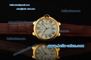 Cartier Ballon Bleu De Swiss ETA 2836 Automatic Gold Case/Bezel with Brown Leather Strap White Dial Roman Markers Cartier Ballon Bleu De Swiss ETA 2836 Automatic Gold Case/Bezel with Brown Leather Strap White Dial Roman Markers