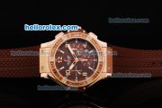 Hublot Big Bang Limited Edition Swiss Valjoux 7750 Automatic Movement Rose Gold Case with Diamond Bezel and Brown Dial