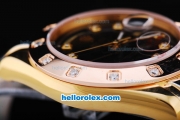 Rolex Day-Date Oyster Perpetual Date Automatic Rose Gold and Gold Case with Black Dial and Diamond Marking-Big Calendar