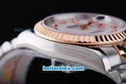 Rolex Datejust Working Chronograph Automatic Movement Rose Gold Bezel with White Dial and Diamond Marking