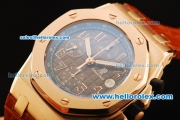 Audemars Piguet Royal Oak Offshore Chronograph Swiss Valjoux 7750 Automatic Movement Rose Gold Case with Brown Dial and Leather Strap