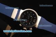 Ulysse Nardin Maxi Marine Chronograph Miyota OS20 Quartz Steel Case with Blue Dial and Blue Rubber Strap