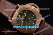 Panerai Luminor Submersible 1950 3 Days Clone P.9000 Automatic Rose Gold Case with Green Dial Brown Leather Strap and Dot Markers (KW)