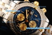 Breitling Chronomat Evolution Chronograph Swiss Valjoux 7750 Automatic Movement Steel Case with Gold Arabic Numerals and Two Tone Strap