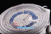 Rolex Day-Date Oyster Perpetual Automatic Full Diamond Bezel and Dial,Blue Circle with Roman Marking-Big Calendar