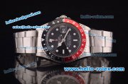 Rolex GMT Master Vintage Asia 2813 Automatic Full Steel and Black/Red Bezel with Black Dial- White Punctate Markers