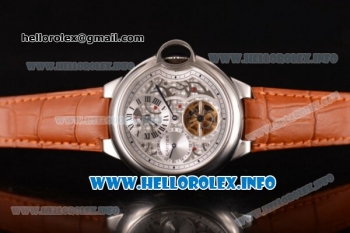 Cartier Ballon Bleu De Tourbillon Asia Automatic Steel Case with Skeleton Dial and Genuine Brown Leather Strap