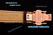 Vacheron Constantin Patrimony Swiss ETA 2836 Automatic Rose Gold Case Brown Leather Strap with White Dial Diamond Markers
