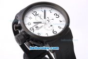 U-BOAT Italo Fontana Flightdeck Working Chronograph Quartz PVD Case with White Dial and Black Number Marking-Small Calendar