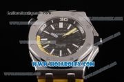 Audemars Piguet Royal Oak Offshore Diver Clone AP Calibre 3120 Automatic Steel Case with Black Dial Yellow Rubber Strap and White Stick Markers (EF)