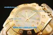 Rolex Datejust Automatic Movement Full Gold with Green MOP Dial and Diamond Markers/Bezel-ETA Coating Case