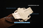 Cartier Santos 100 Swiss Valjoux 7753 Automatic Movement White Dial with Brown Leather Strap